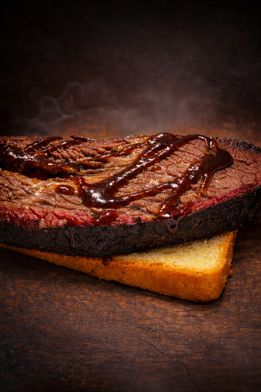 Open-face smoked brisket sandwich